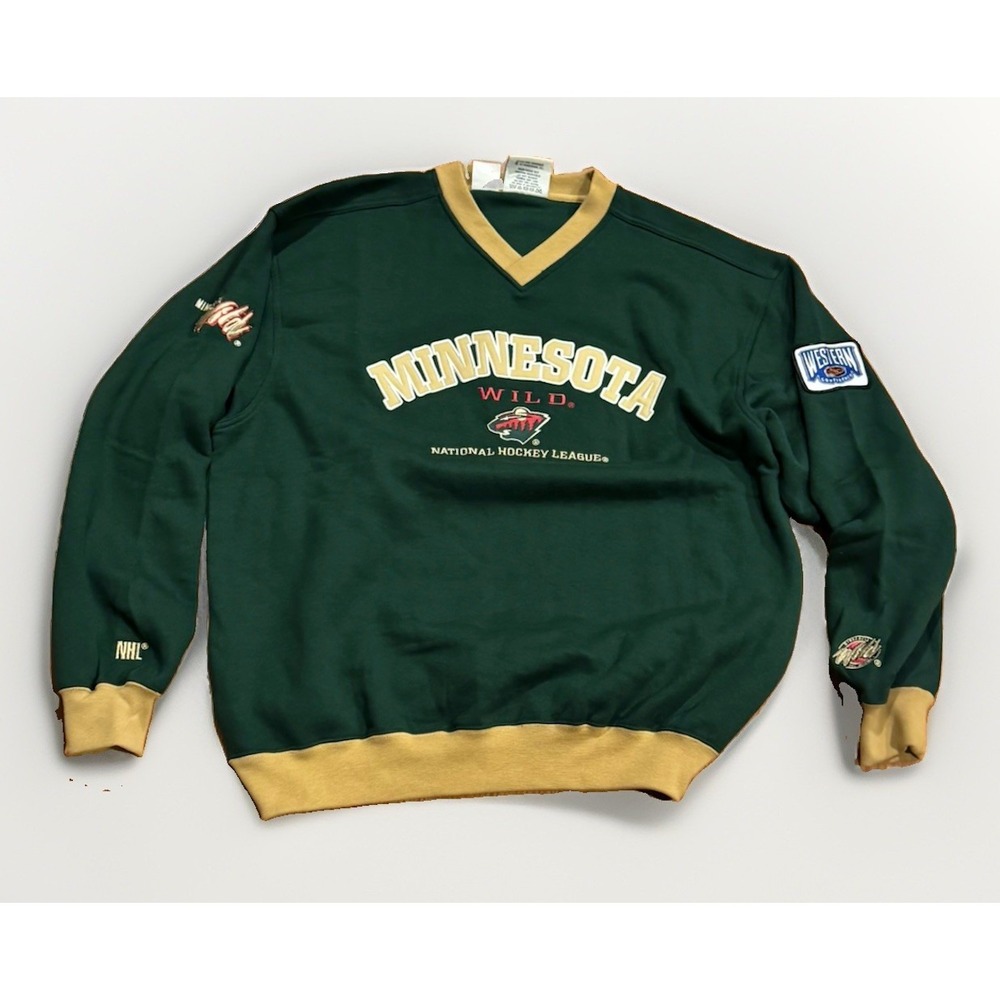 Vintage Lee Sport Minnesota Wild Crewneck Sweatshirt Jersey NHL Large Rare